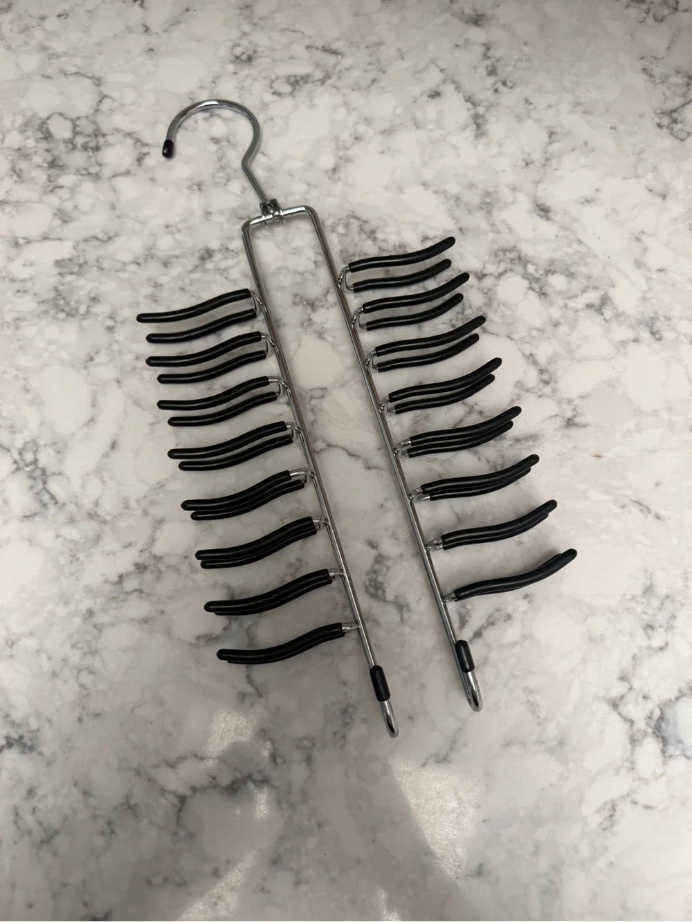 Multi-Tier Black Tie and Belt Organizer Hanger